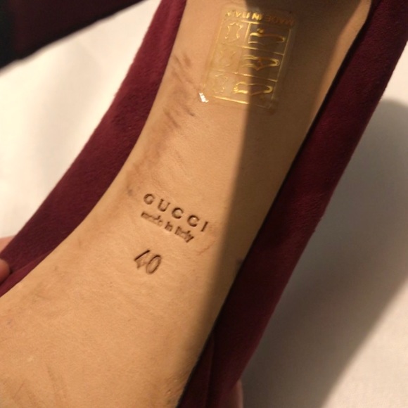 Gucci Scamosciato Tibet Burgundy Suede Platform Heels - Picture 9 of 12